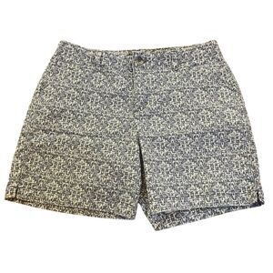 Lee‎ Straight Fit Womens 12 Medium Navy Blue White Floral Patterned Shorts Chino